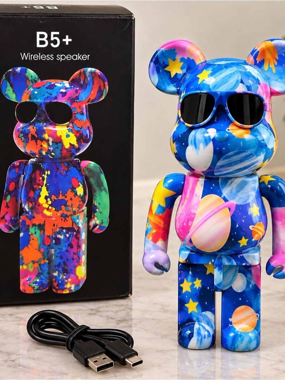 B5+ Wireless Galaxy Bear Bluetooth Speaker Blue Pink 🌌🐻NEW